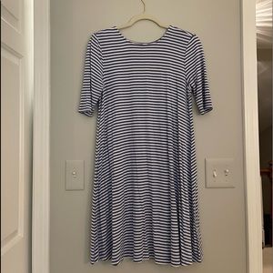 Light blue and white striped T-shirt dress